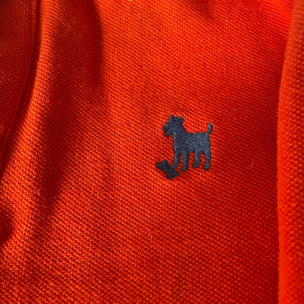 Mini Boden Boys Long Sleeve Orange Polo Shirt Star Elbow Patches Size 5/6 y - Picture 5 of 5